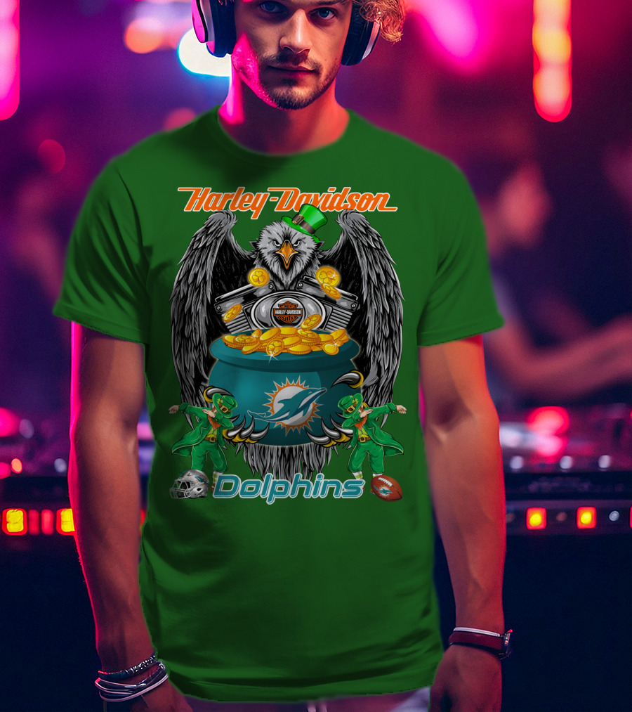 Harley Davidson Miami Dolphins Nfl Eagle Gold Coins T-Shirt