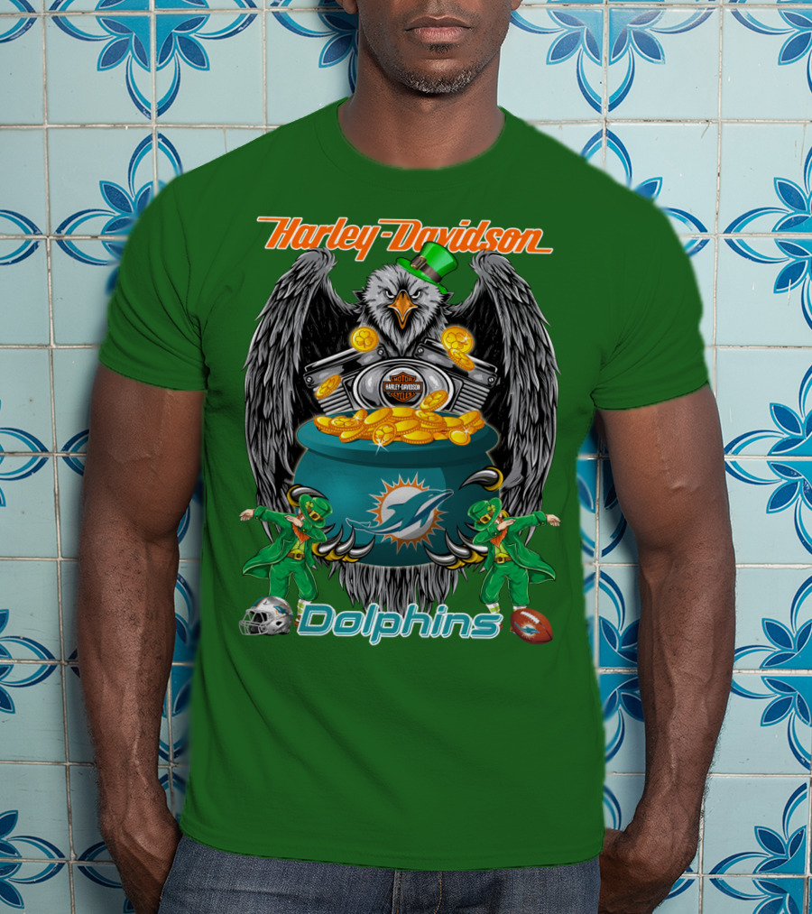 Harley Davidson Miami Dolphins Nfl Eagle Gold Coins T-Shirt