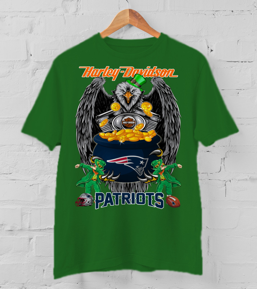 Harley Davidson Nfl New England Patriots 46 St. Patrick's Day T-Shirt