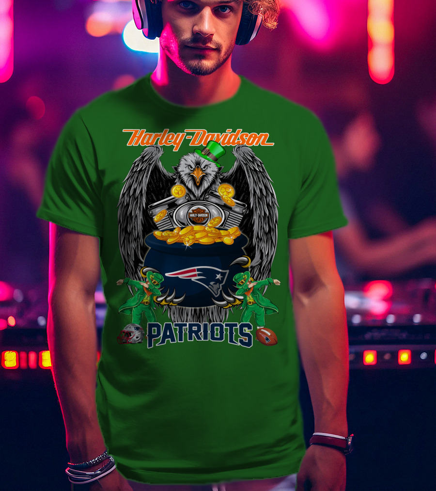 Harley Davidson Nfl New England Patriots 46 St. Patrick's Day T-Shirt