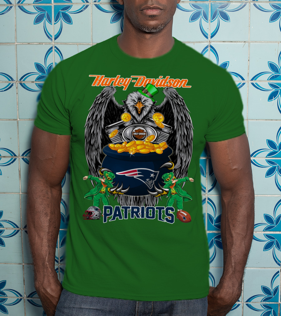 Harley Davidson Nfl New England Patriots 46 St. Patrick's Day T-Shirt
