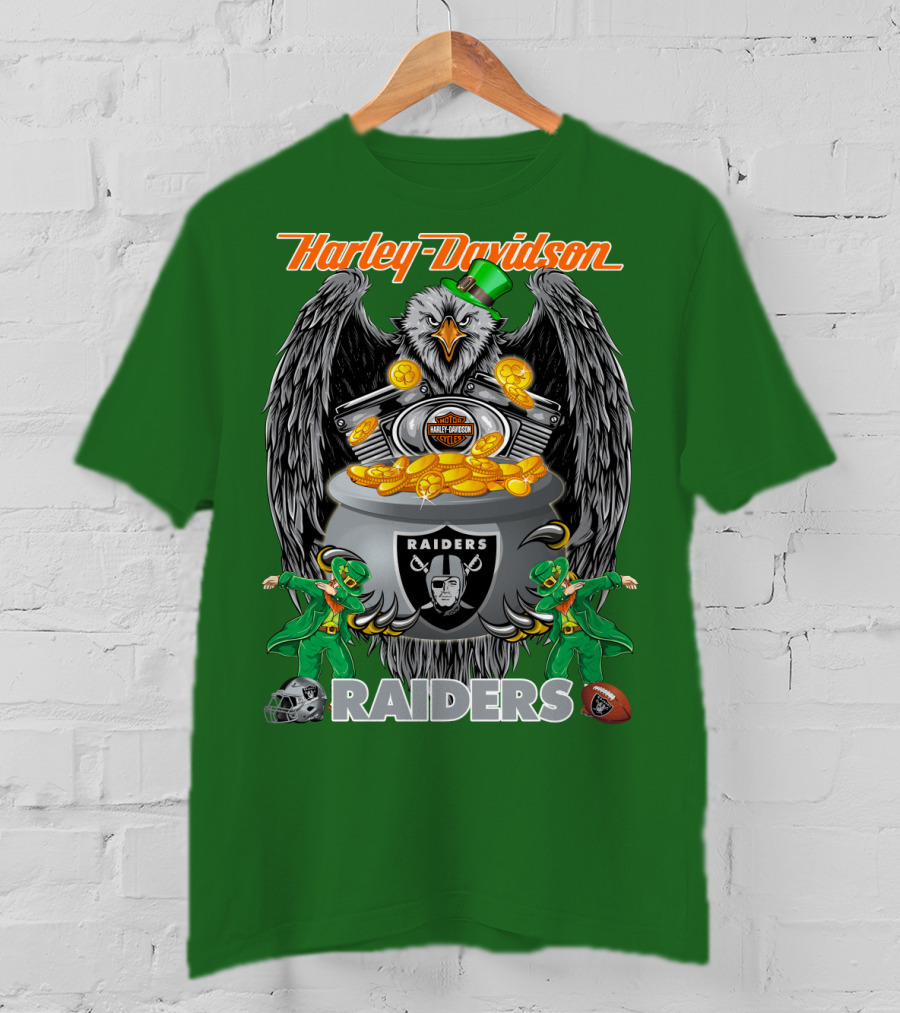 Harley Davidson Raiders Nfl Oakland Raiders Eagle Pot Of Gold T-Shirt