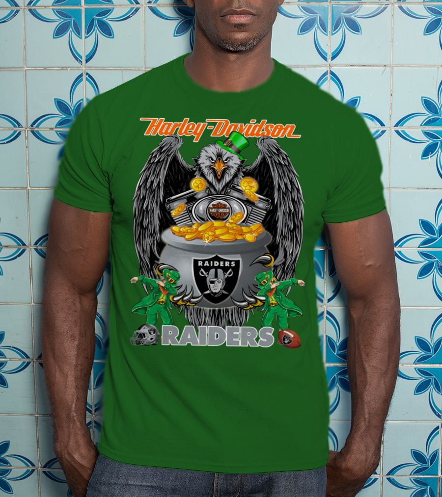 Harley Davidson Raiders Nfl Oakland Raiders Eagle Pot Of Gold T-Shirt