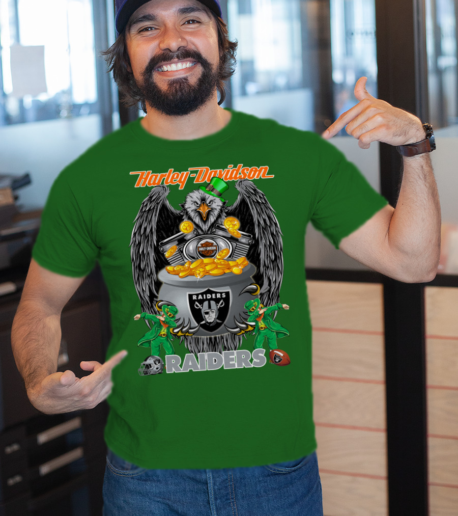 Harley Davidson Raiders Nfl Oakland Raiders Eagle Pot Of Gold T-Shirt