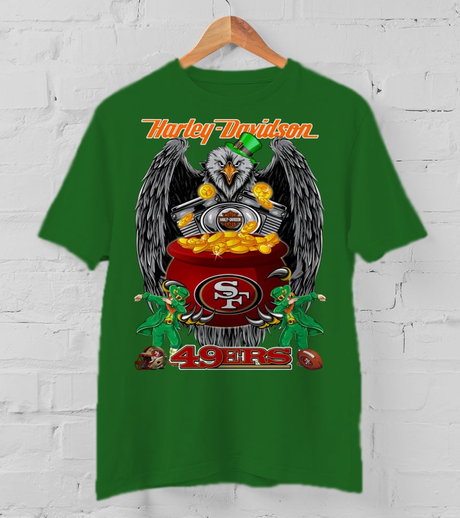 Harley Davidson San Francisco 49ers Nfl 49ers Leprechaun Pot Of Gold T-Shirt