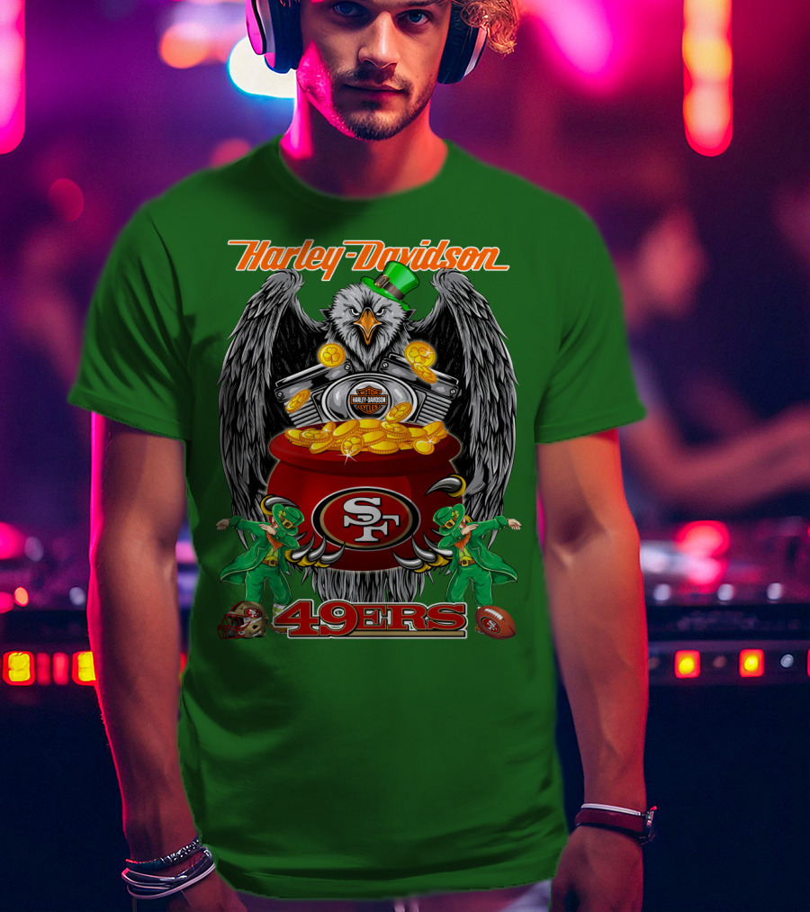 Harley Davidson San Francisco 49ers Nfl 49ers Leprechaun Pot Of Gold T-Shirt