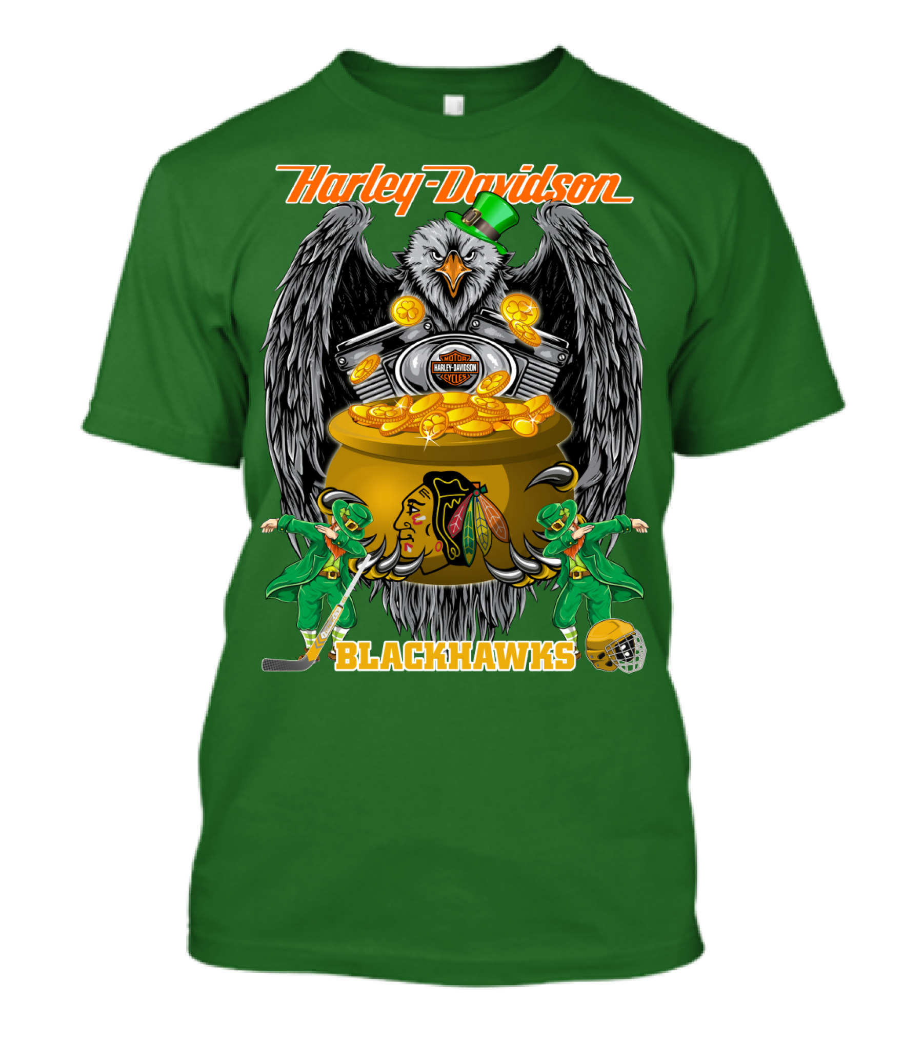 Harley Davidson Nhl Chicago Blackhawks St. Patrick's Day T-Shirt