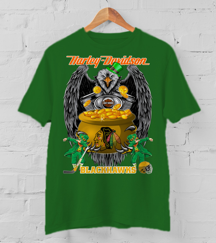 Harley Davidson Nhl Chicago Blackhawks St. Patrick's Day T-Shirt
