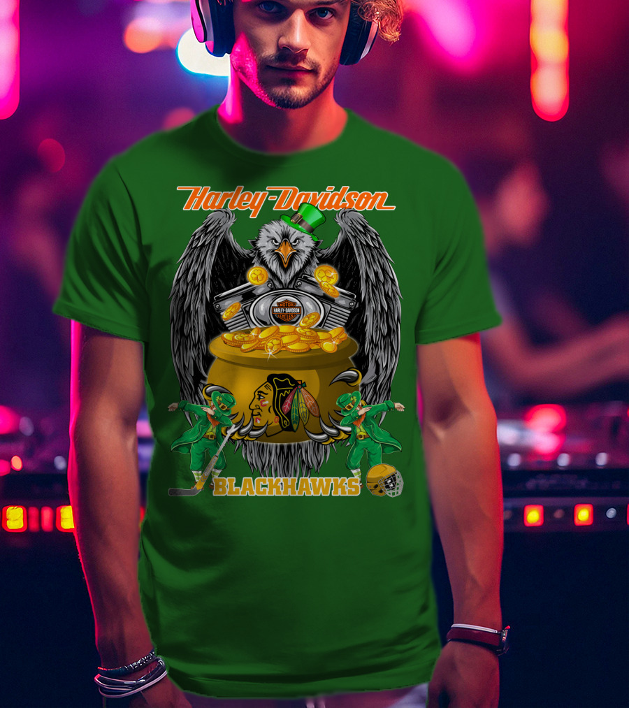 Harley Davidson Nhl Chicago Blackhawks St. Patrick's Day T-Shirt