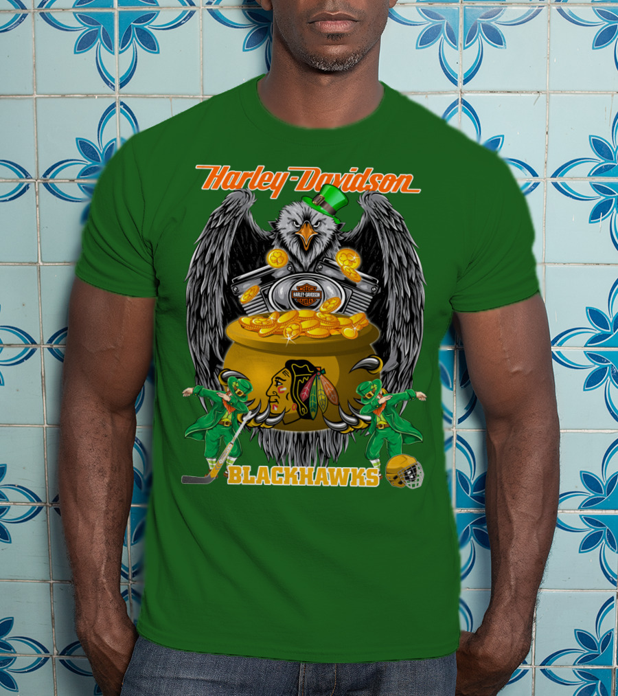 Harley Davidson Nhl Chicago Blackhawks St. Patrick's Day T-Shirt