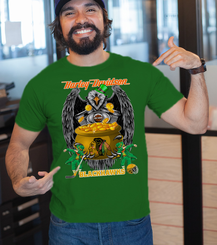 Harley Davidson Nhl Chicago Blackhawks St. Patrick's Day T-Shirt