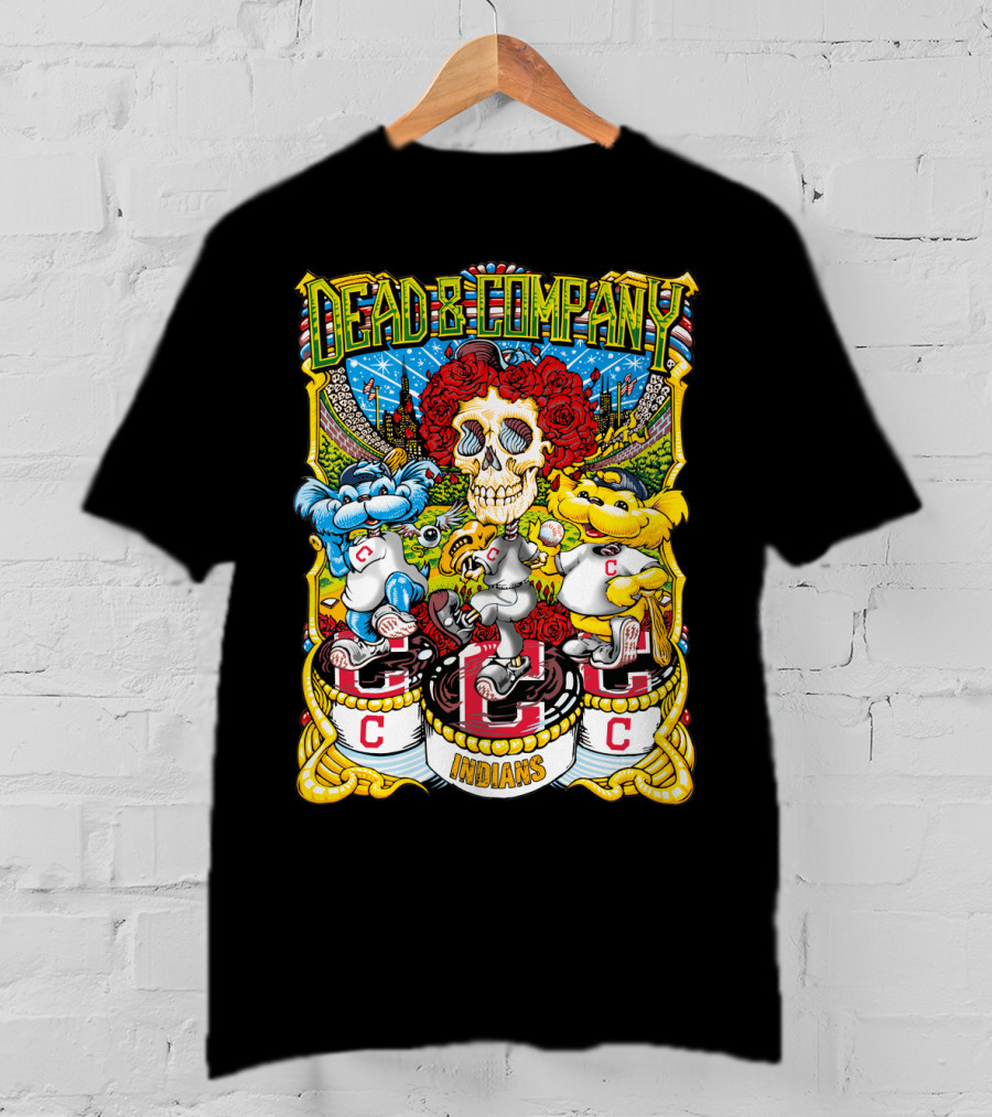 Dead & Company Mlb Cleveland Indians Skulls And Mascots T-Shirt