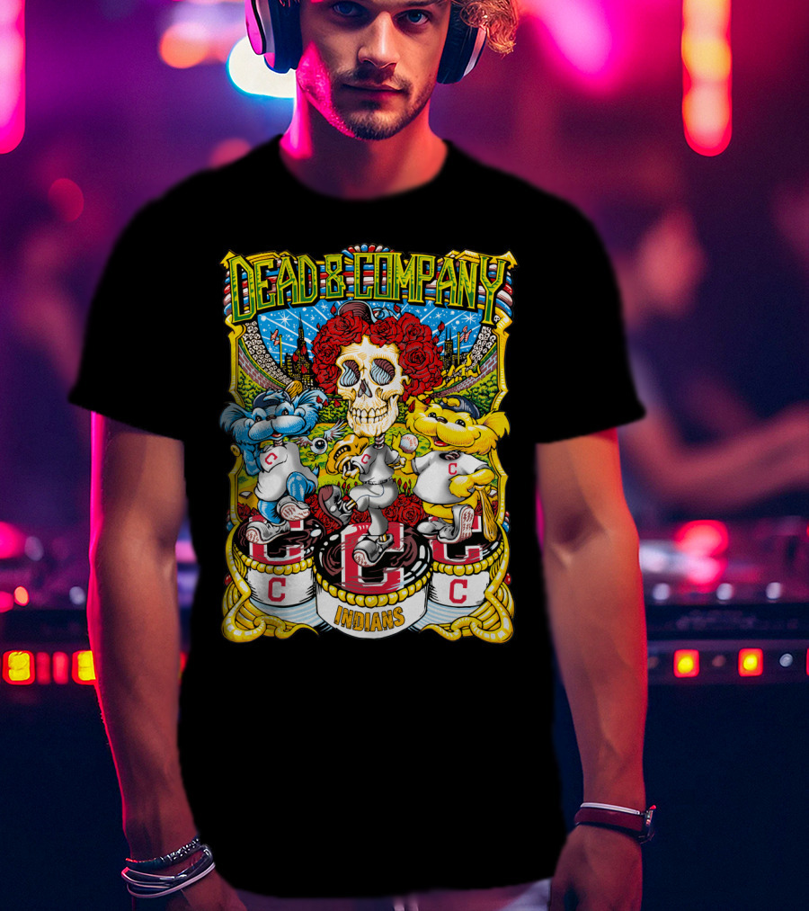 Dead & Company Mlb Cleveland Indians Skulls And Mascots T-Shirt