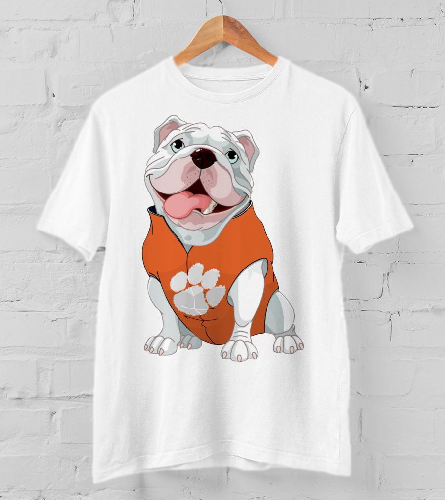Clemson Tigers Bulldog In Orange Paw T-Shirt