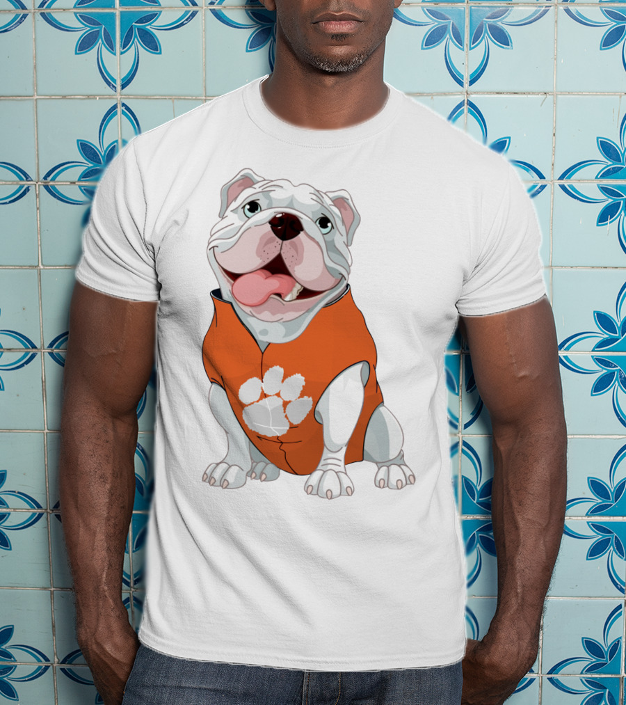 Clemson Tigers Bulldog In Orange Paw T-Shirt