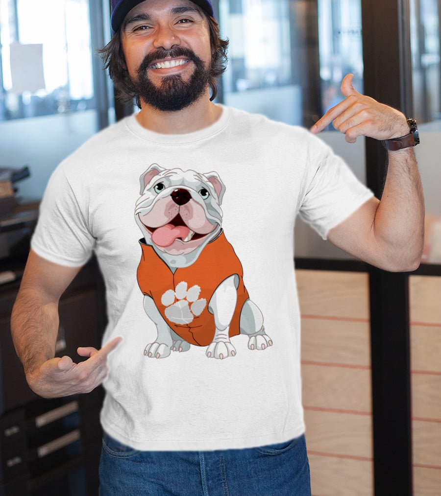 Clemson Tigers Bulldog In Orange Paw T-Shirt