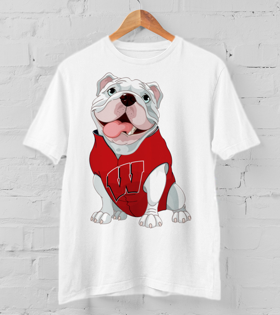Wisconsin Badgers Bulldog In Red Sweater With W T-Shirt