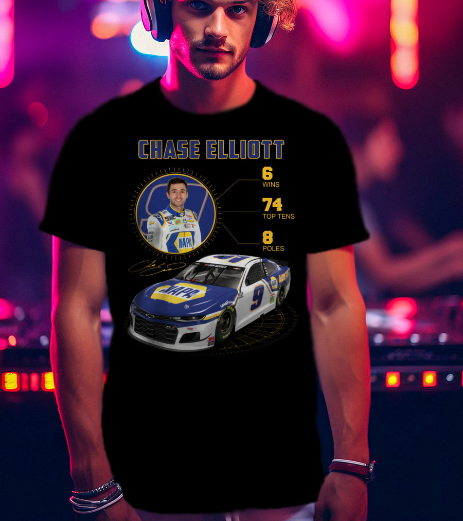 Chase Elliott 6 Wins 74 Top Tens 8 Poles Napa Racing Car T-Shirt