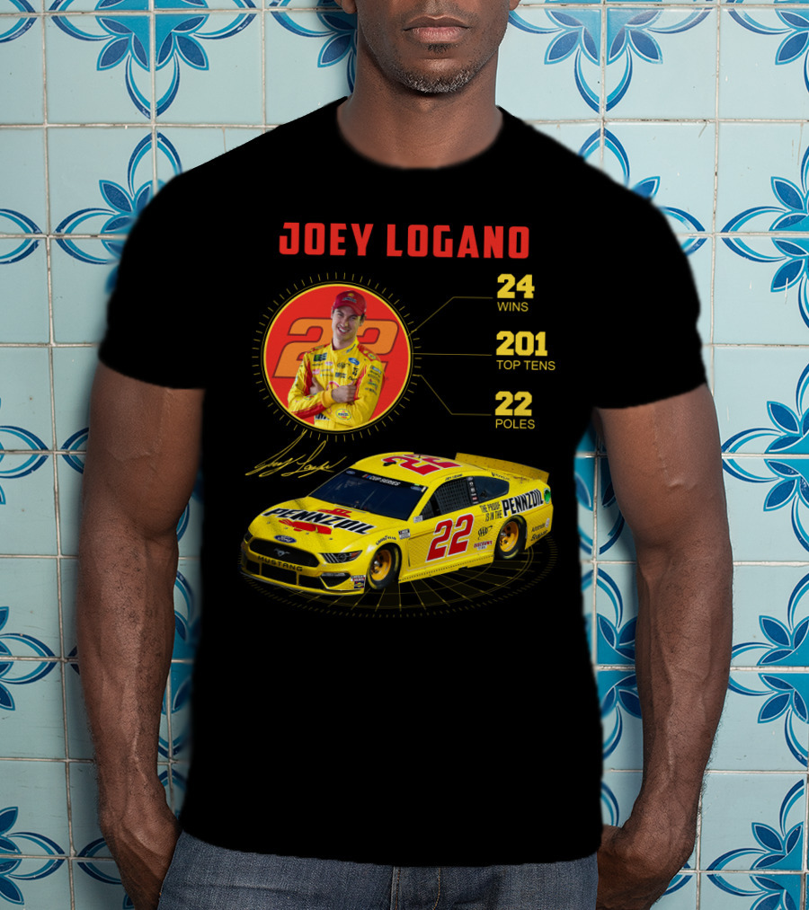 Joey Logano 22 Pennzoil Racing Stats 24 Wins 201 Top Tens 22 Poles T-Shirt