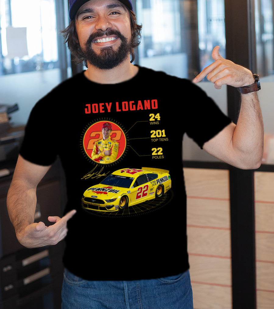 Joey Logano 22 Pennzoil Racing Stats 24 Wins 201 Top Tens 22 Poles T-Shirt