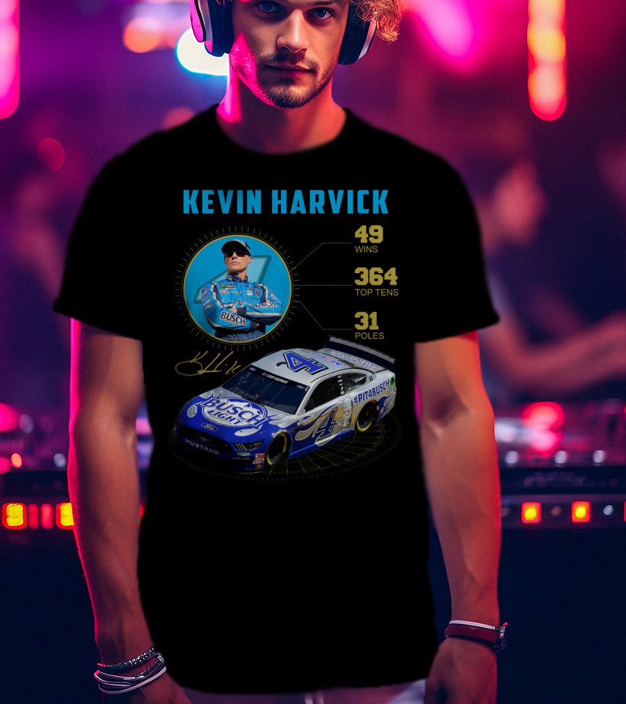 Kevin Harvick Nascar Busch Light 49 Wins 364 Top Tens 31 Poles T-Shirt