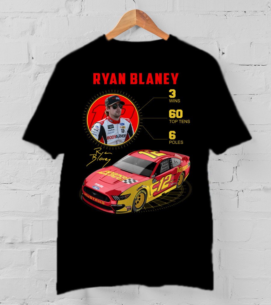 Ryan Blaney 3 Wins 60 Top Tens 6 Poles Mustang T-Shirt