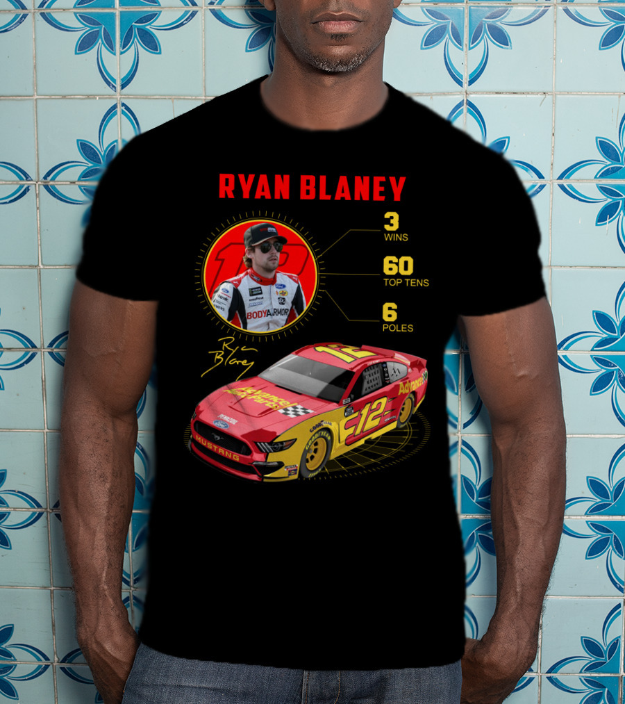 Ryan Blaney 3 Wins 60 Top Tens 6 Poles Mustang T-Shirt