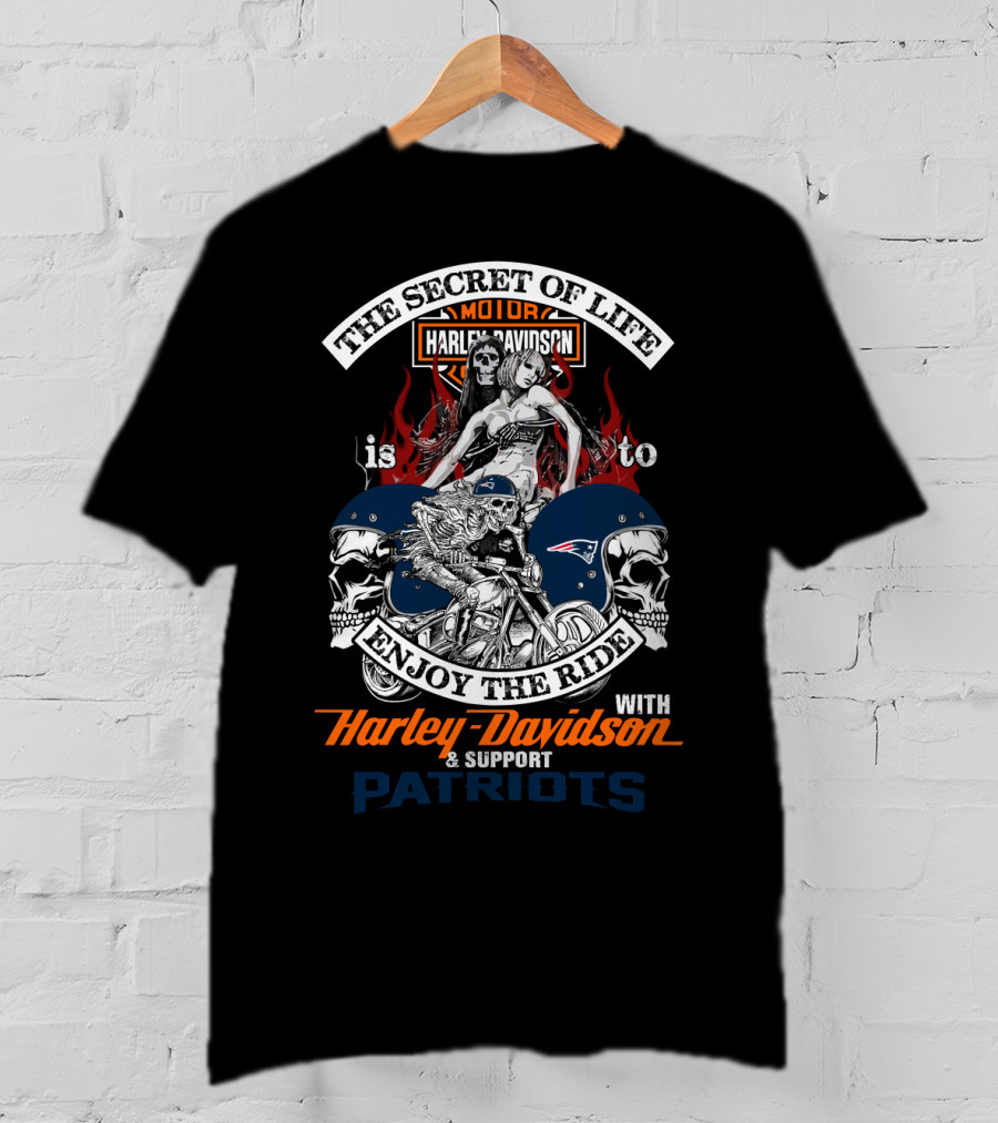 The Secret Of Life Is To Enjoy The Ride With Harley Davidson & Support Patriots T-Shirt