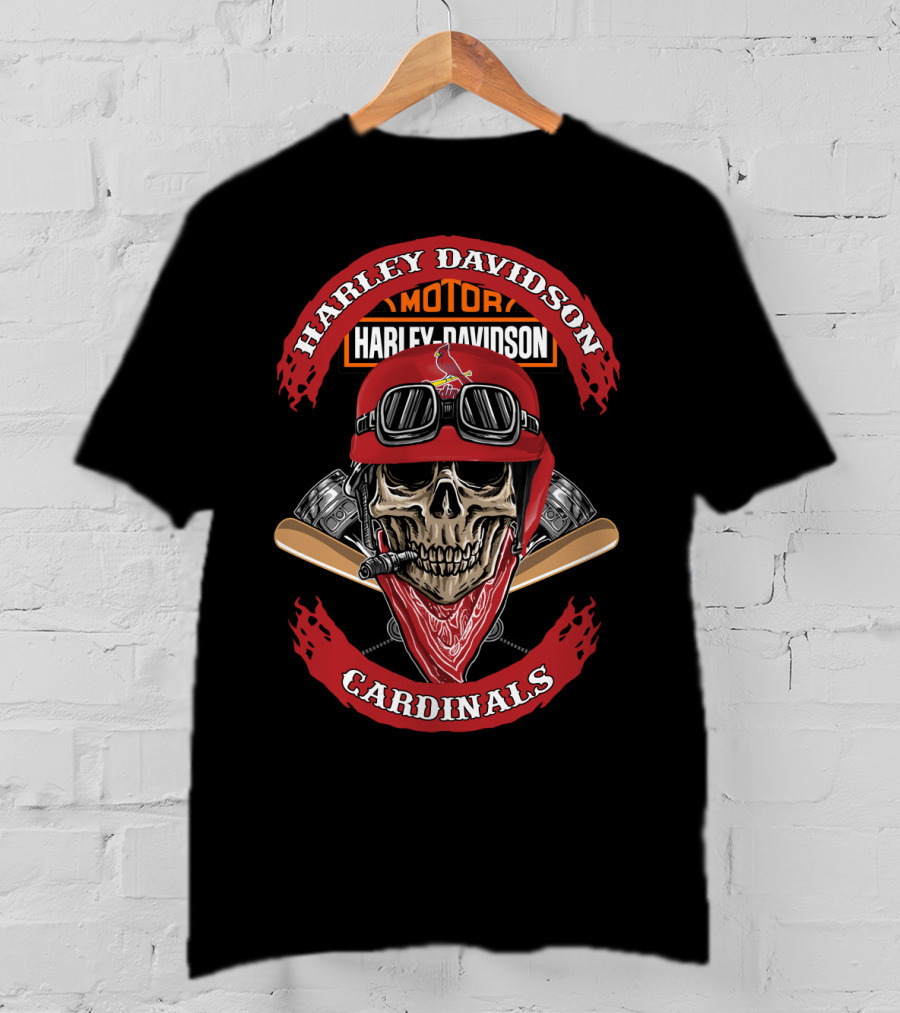 Harley Davidson Cardinals Motor Skull T-Shirt