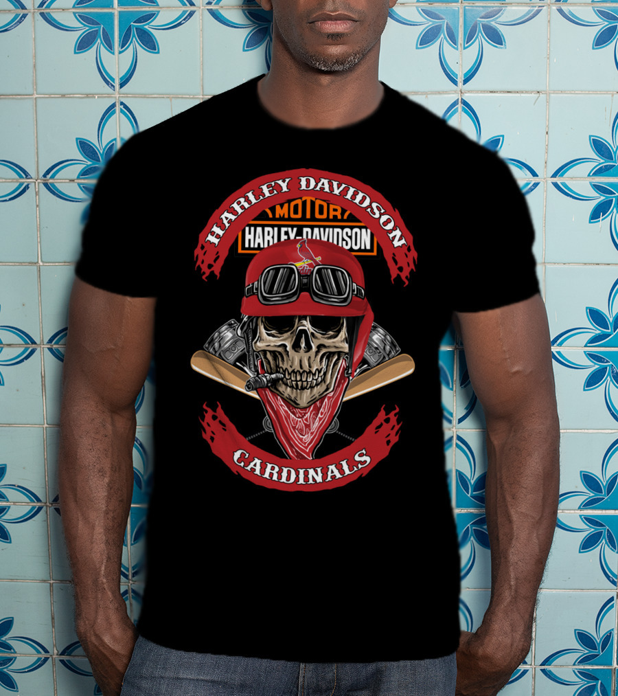Harley Davidson Cardinals Motor Skull T-Shirt