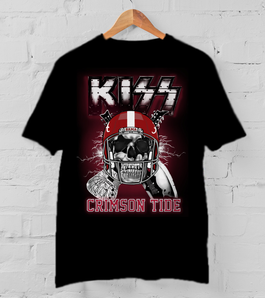 Kiss Bama Crimson Tide Football Skull Helmet T-Shirt