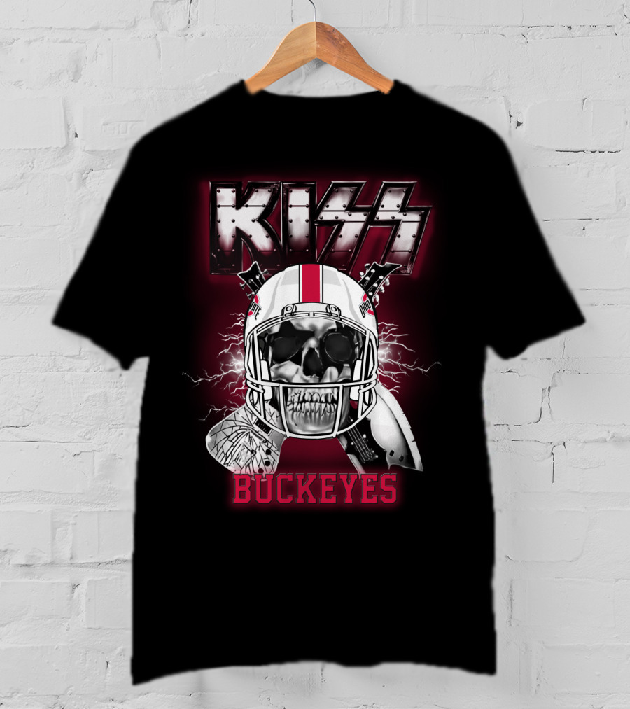 Kiss Buckeyes Football Skull Helmet Ncaa Osb 95 T-Shirt