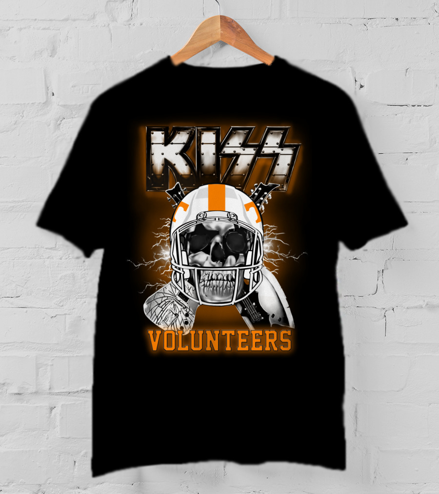Kiss Volunteers Skull Helmet Ncaa Football Theme T-Shirt