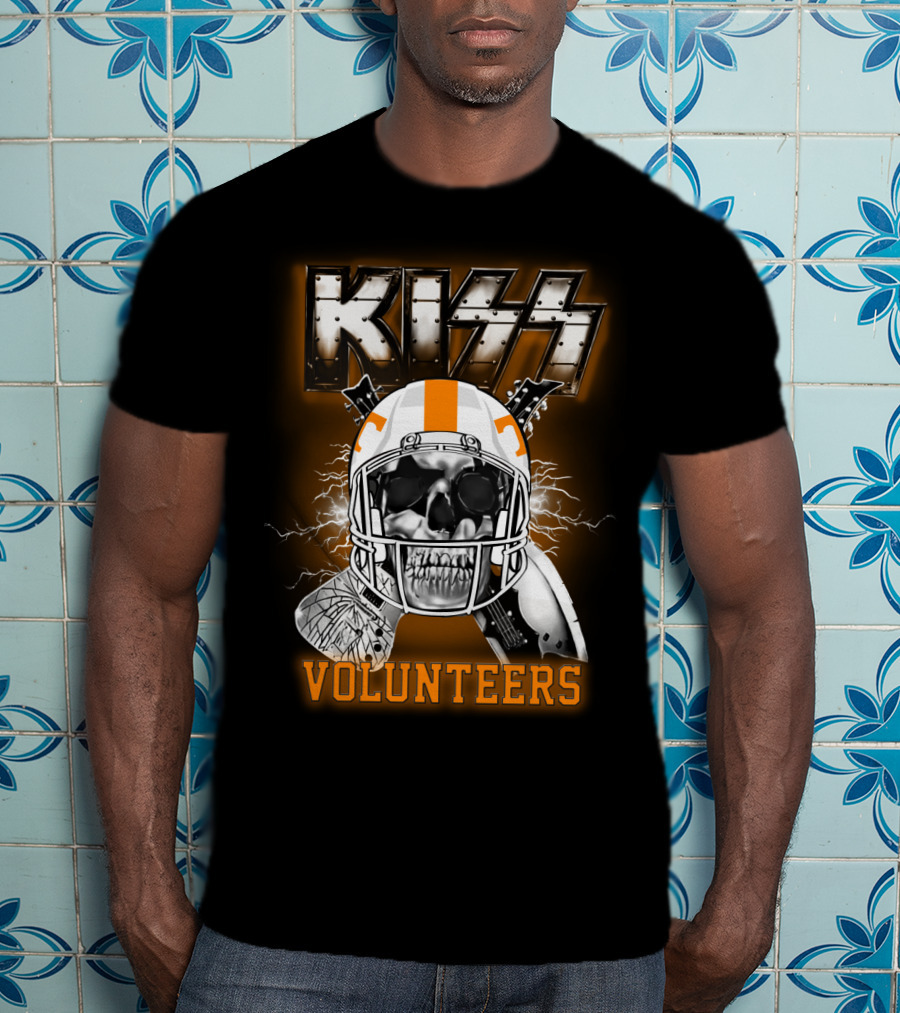 Kiss Volunteers Skull Helmet Ncaa Football Theme T-Shirt