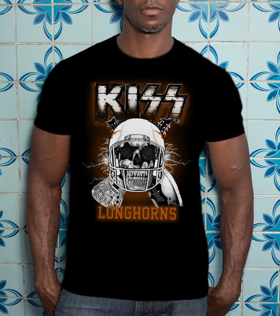 Kiss Longhorns Skull Helmet Ncaa Football T-Shirt