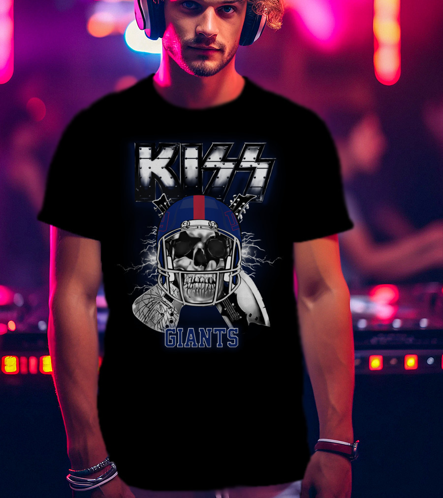 Kiss Giants Skull Helmet Nyg 95 Lightning T-Shirt