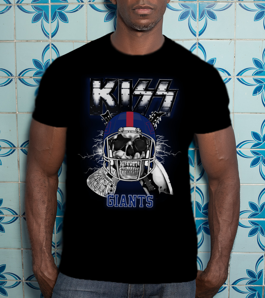 Kiss Giants Skull Helmet Nyg 95 Lightning T-Shirt