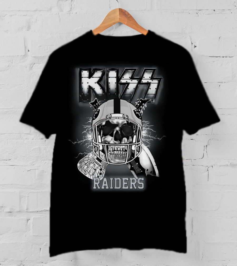 Kiss Raiders Skull Helmet Lightning T-Shirt