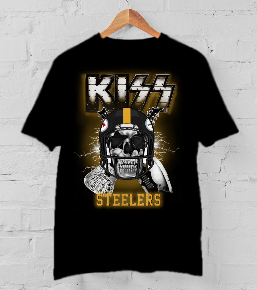 Kiss Steelers Skull Helmet T-Shirt