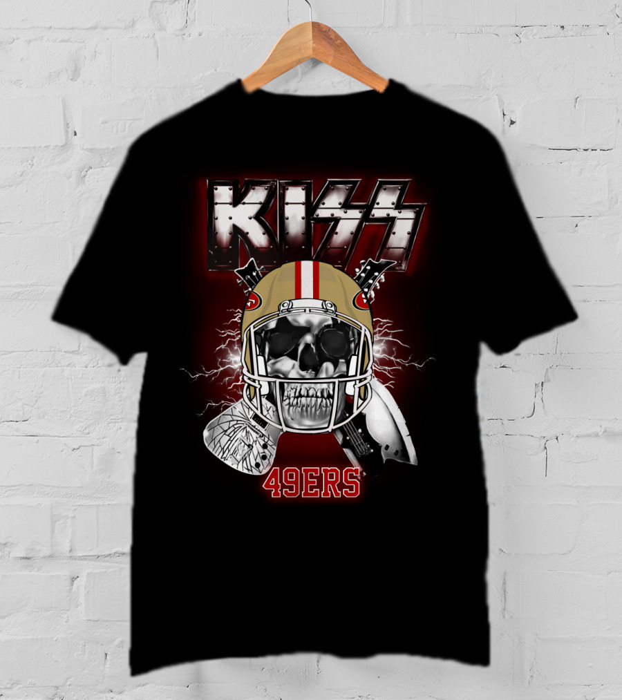 Kiss Sf 49ers Skull Helmet Electric T-Shirt