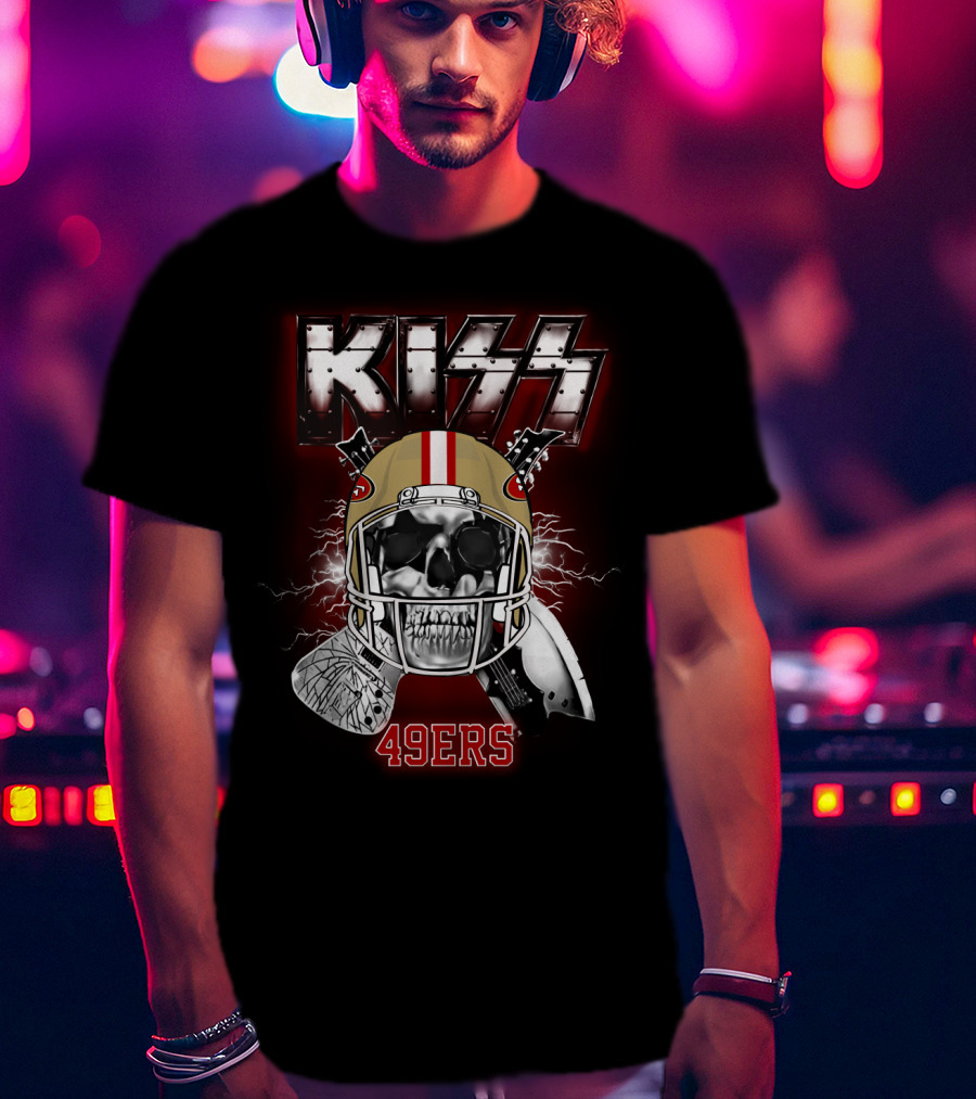 Kiss Sf 49ers Skull Helmet Electric T-Shirt