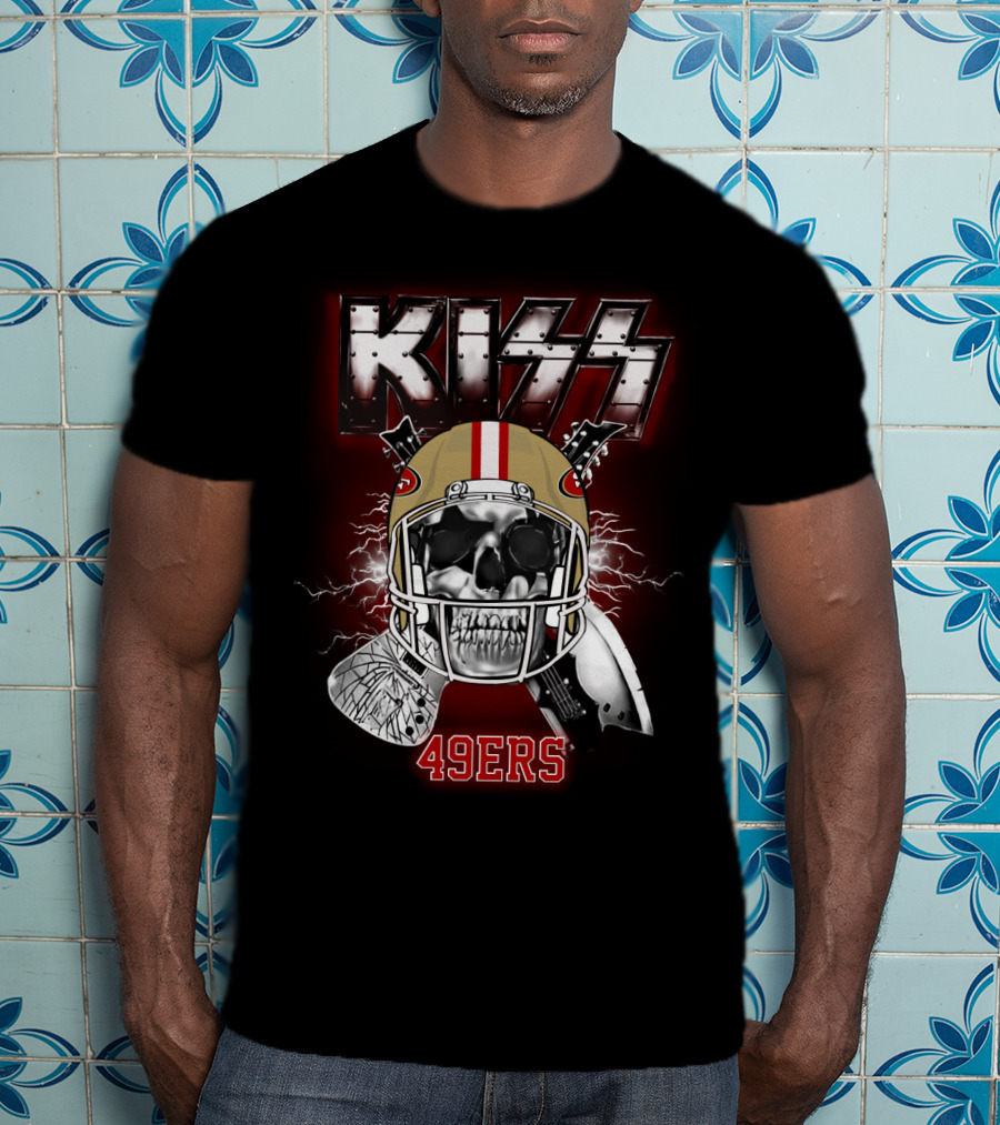 Kiss Sf 49ers Skull Helmet Electric T-Shirt