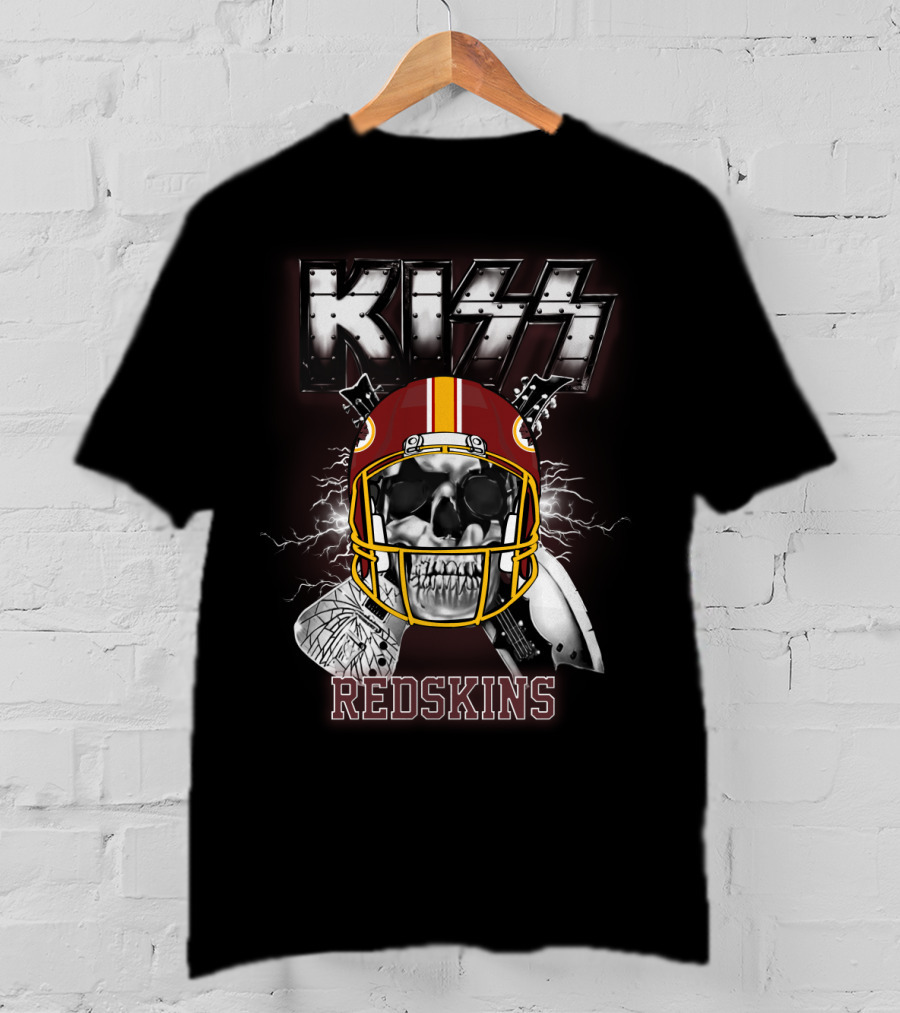 Kiss Redskins Skull Helmet T-Shirt