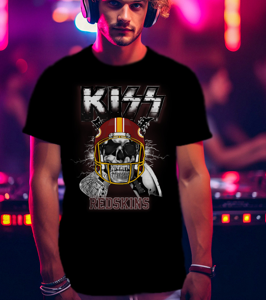Kiss Redskins Skull Helmet T-Shirt