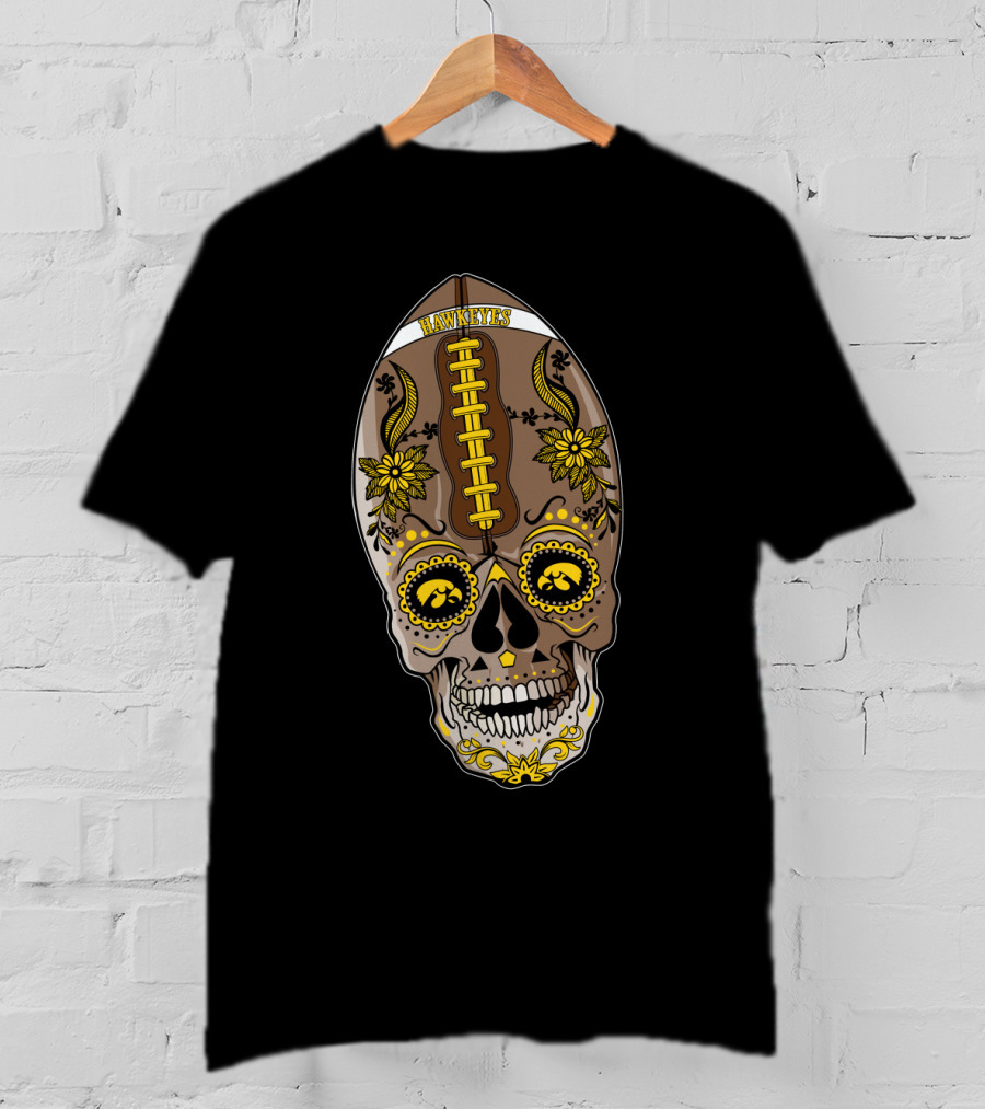Hawkeyes Football Sugar Skull T-Shirt