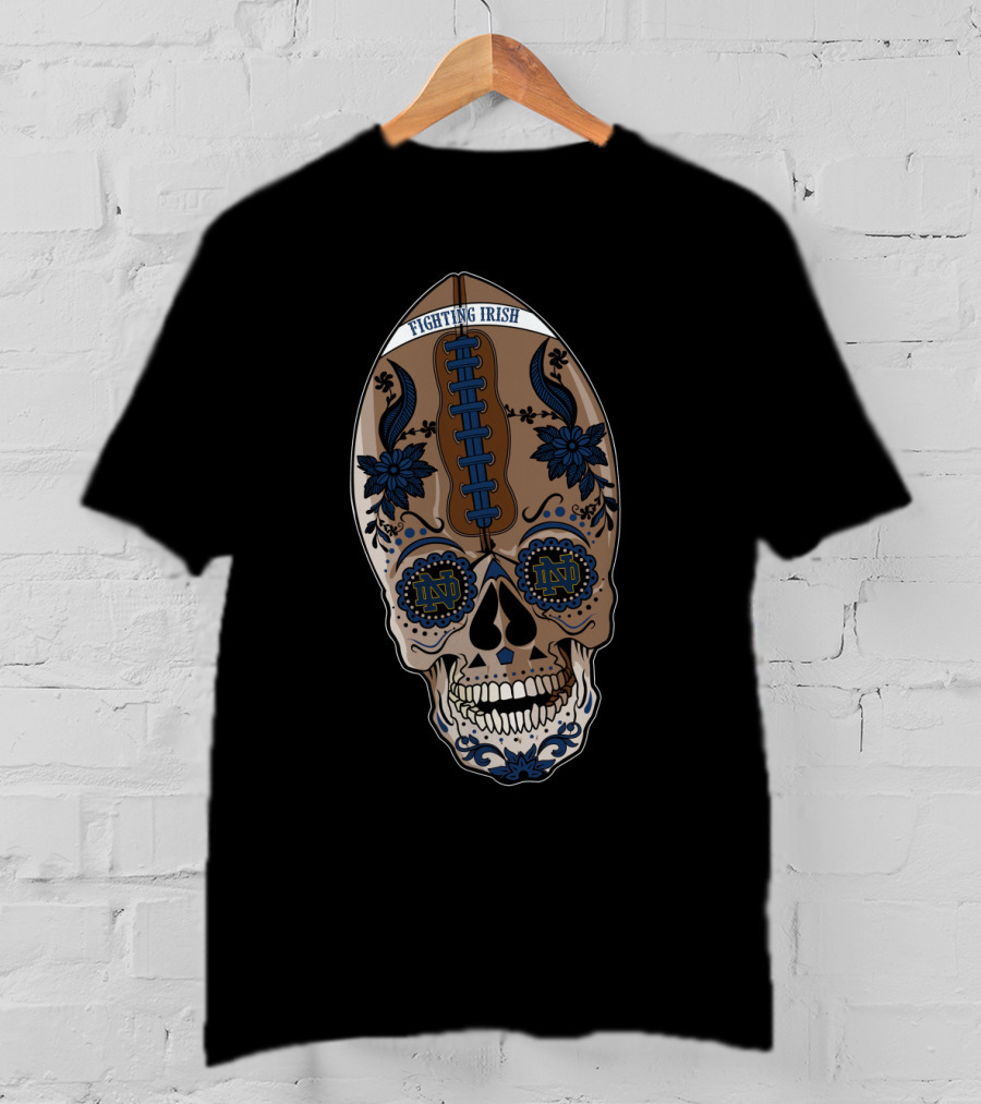 Ndfi Fighting Irish Skull Football T-Shirt