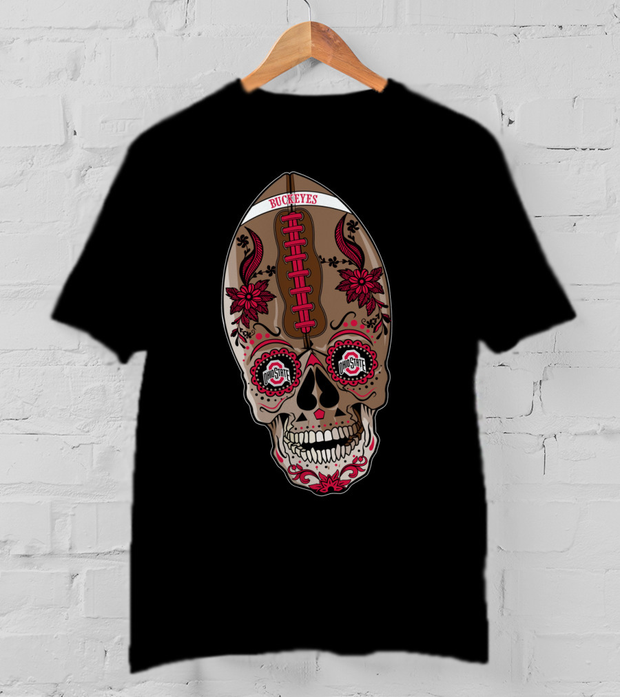 Buckeyes 97 Ohio State Skull Football Art T-Shirt