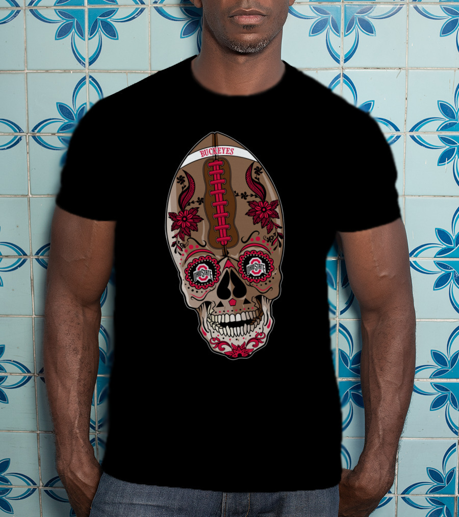 Buckeyes 97 Ohio State Skull Football Art T-Shirt