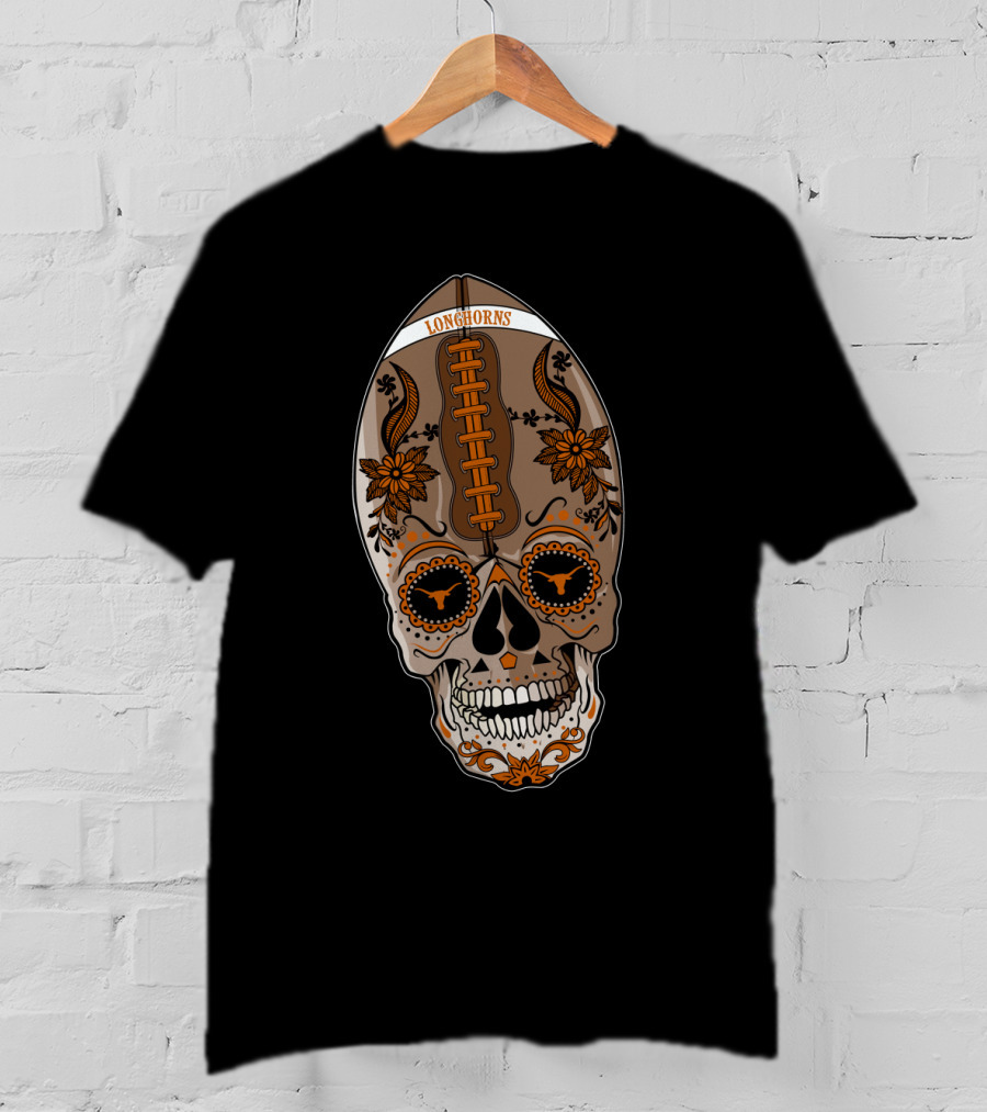 Longhorns Sugar Skull Football Floral T-Shirt