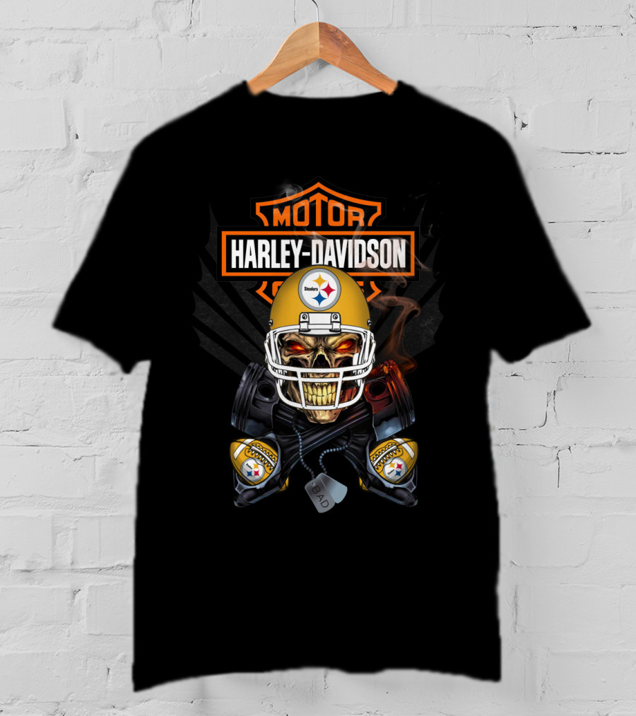 Harley Davidson Steelers Skull Helmet Nfl T-Shirt